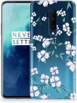Bumper Housse Etui pour OnePlus 7T Pro Coque Téléphone Fleur Blanche