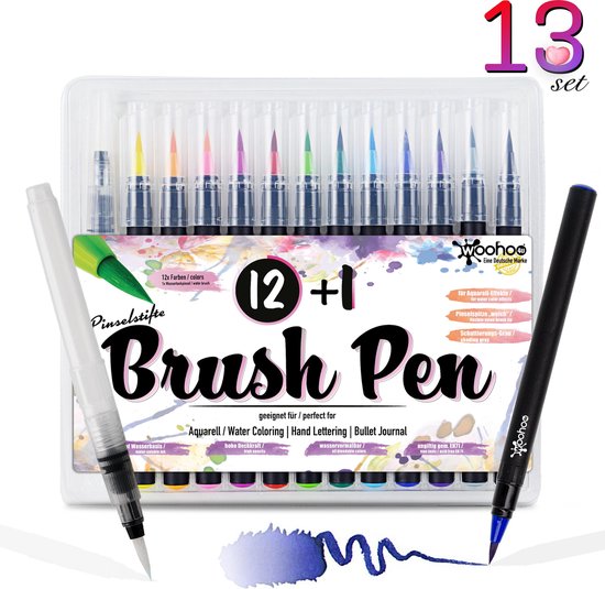 Gedrag Hectare Hertellen 13 Set stiften penseelstiften brush pennen bullet journal accessoires  aquarel... | bol.com