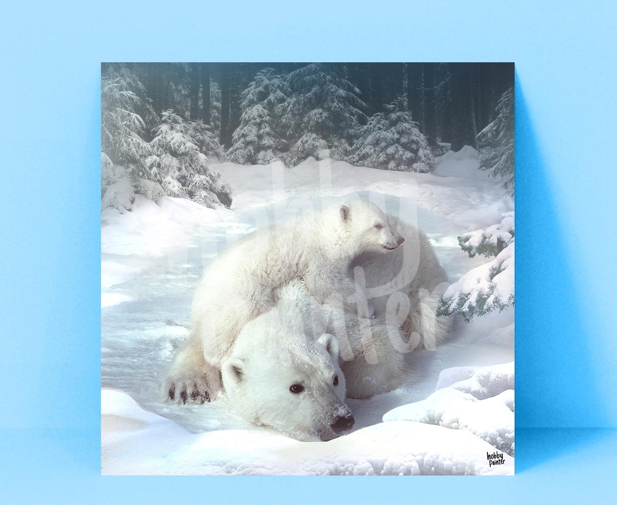 Hobby Painter - Polar bears - Ijsberen - Diamond Painting - 50x50 cm - Vierkant - Compleet pakket