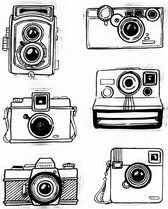 Set van 6 Herbruikbare Siliconen Stempels Vintage Camera's