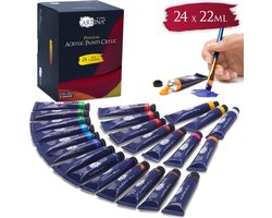 Artina Acrylverf Set 24 Tubes à 22ml - Premium Acrylverfen - Acrylverfset voor Schilderen voor Schilderen van Schilderijen op Schildersdoeken