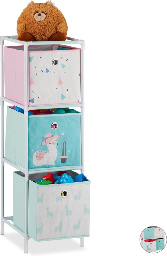 Relaxdays speelgoedkast met manden - kinderkast - kast voor speelgoed -  lama design - 3 | bol.com