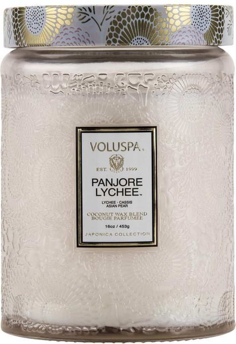 Voluspa Embossed Glass - Geurkaars - Groot - 450gr - Panjore Lychee