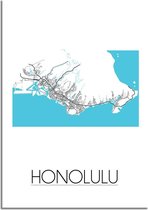 DesignClaud Honolulu Plattegrond poster A4 + Fotolijst wit