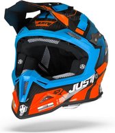 Just1 J12 Pro Vector Oranje Blauw Carbon Crosshelm - Motorhelm - Maat S