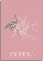 DesignClaud Roermond Plattegrond poster Roze A4 + Fotolijst zwart (21x29,7cm)