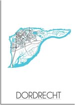 DesignClaud Dordrecht Plattegrond poster A4 + Fotolijst zwart (21x29,7cm)