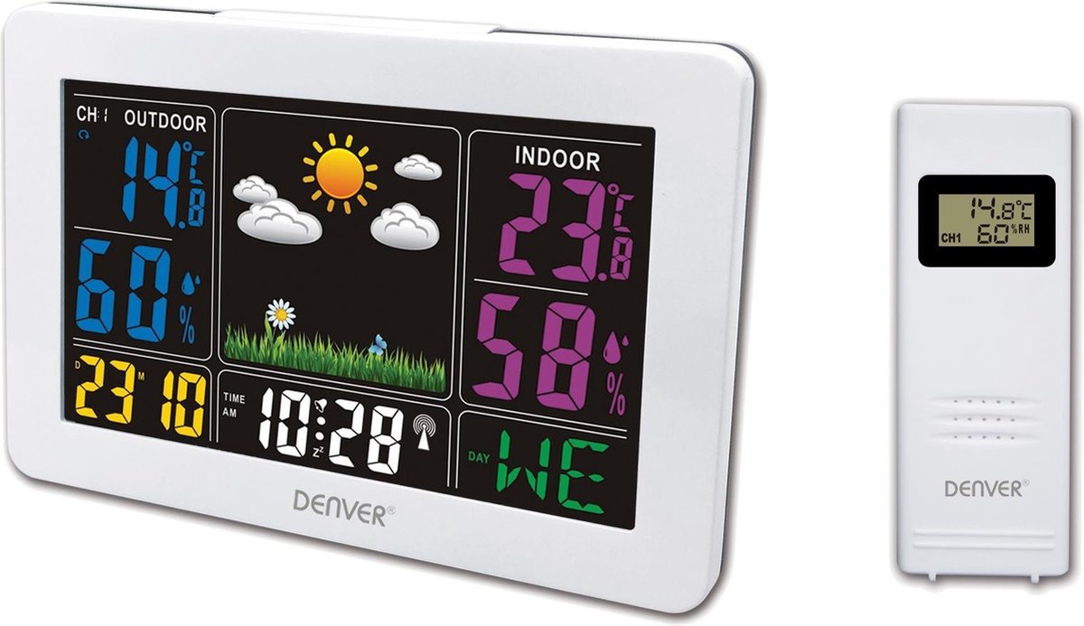 Denver WS-540 White - Weerstation - alarmfunctie - kleurenscherm - Wit