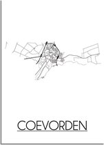 DesignClaud Coevorden Plattegrond poster  - A3 + Fotolijst zwart (29,7x42cm)