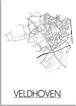 DesignClaud Veldhoven Plattegrond poster A4 + Fotolijst wit (21x29,7cm)