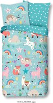 Bettwasche  Moody - 135x200+1-80x80 kids Good Morning nr.6640 aqua - inclusief kussensloop