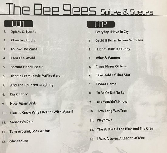 Spicks And Specks, Bee Gees CD (album) Muziek