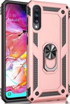 Samsung Galaxy A70/A70s Armor Hoesje Ringhouder TPU - Rose goud