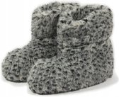 Sheepsjop® Wollen sloffen - 100% schapenwol, Zeemleren zool, Grijs gevlekt - Unisex - maat 38
