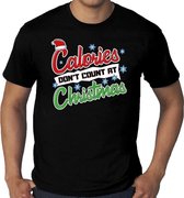 Grote maten foute Kerst shirt / t-shirt - Calories dont count at Christmas - zwart voor heren - kerstkleding / kerst outfit 4XL