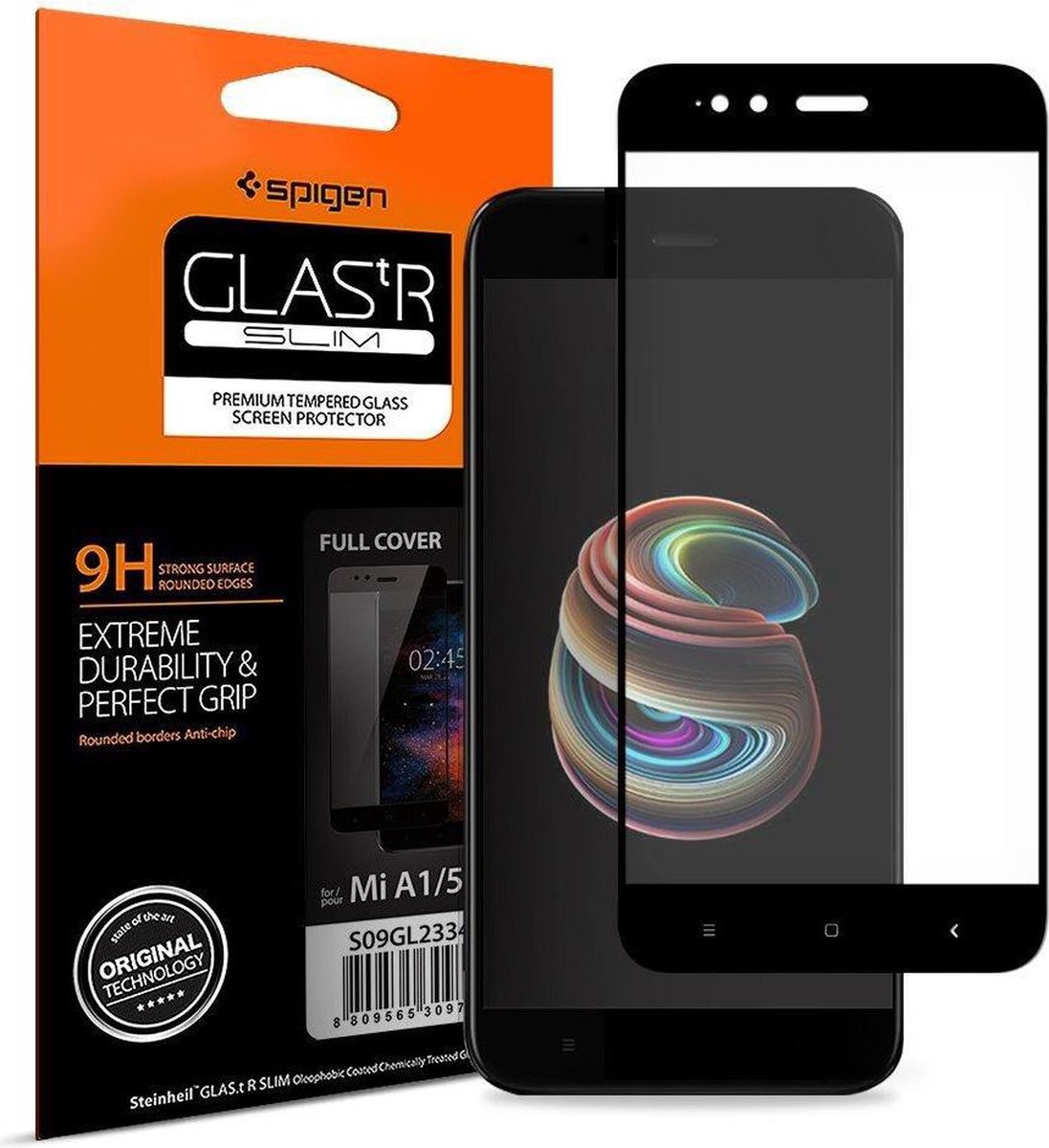 Spigen Full Cover Tempered Glass Screen Protector Xiaomi Mi A1 Zwart