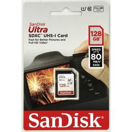 SanDisk Ultra SDXC Kaart 128GB - 80MB/s CL10 - SanDisk