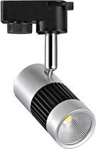 LED Railverlichting - Track Spot - 13W 1 Fase - Rond - Natuurlijk Wit 4200K - Mat Zwart/Zilver Aluminium
