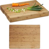 Relaxdays 2x snijplank bamboe - dik - hout - zeer sterk - hakken en snijden - keukenplank