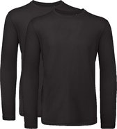Senvi 2 pack T-Shirt Lange Mouwen Biologisch Katoen - Zwart - S