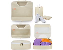 UP&GR8 Packing Cubes - Premium Koffer Organizer Set (6-delig) - Overzicht in Bagage Backpack Tas - Geschenkset - Beige