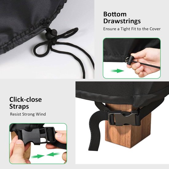 Aipwerer Tuinbankafdekking 3 zits, Beschermhoes voor Tuinbank, Tuinbankhoezen 600D Oxford Weefsel, Waterdicht, Winddicht, UV Bestendig, Scheurvast, Beschermhoes voor Tuinstoelen (190x70x65/94cm