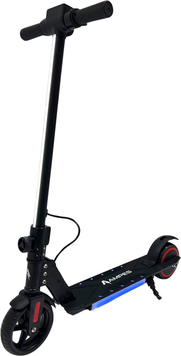 Elektrische Step voor Kinderen - Ampes - Bereik tot 10KM - 16KM/H - Krachtige 150W Motor - Compact inklapbaar - 7 Inch Anti-Lek Banden - Inclusief LED Verlichting - Zwart