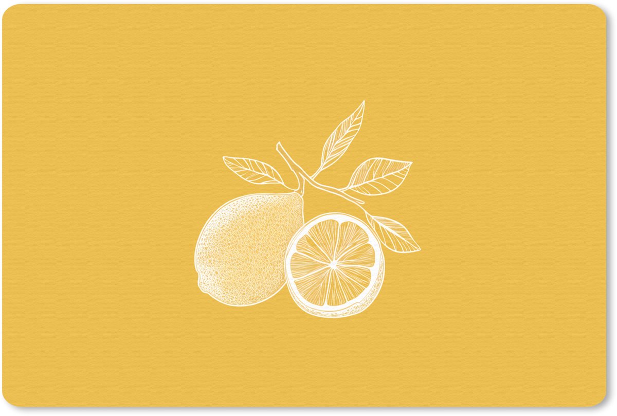 Muismat 27x18 cm - Mousepad Citroenen - Illustratie - Minimalistisch - Geel - Muismatten