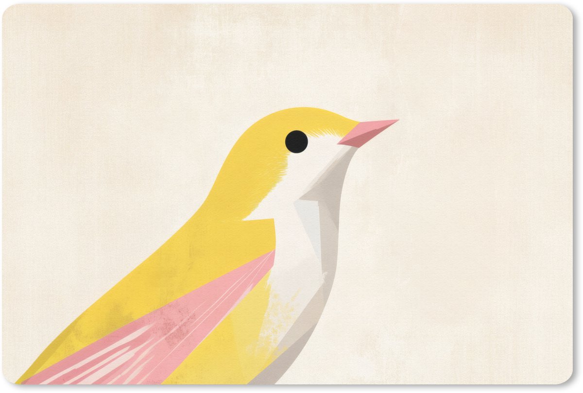 Muismat 27x18 cm - Mousepad Vogel - Minimalistisch - Geel - Muismatten