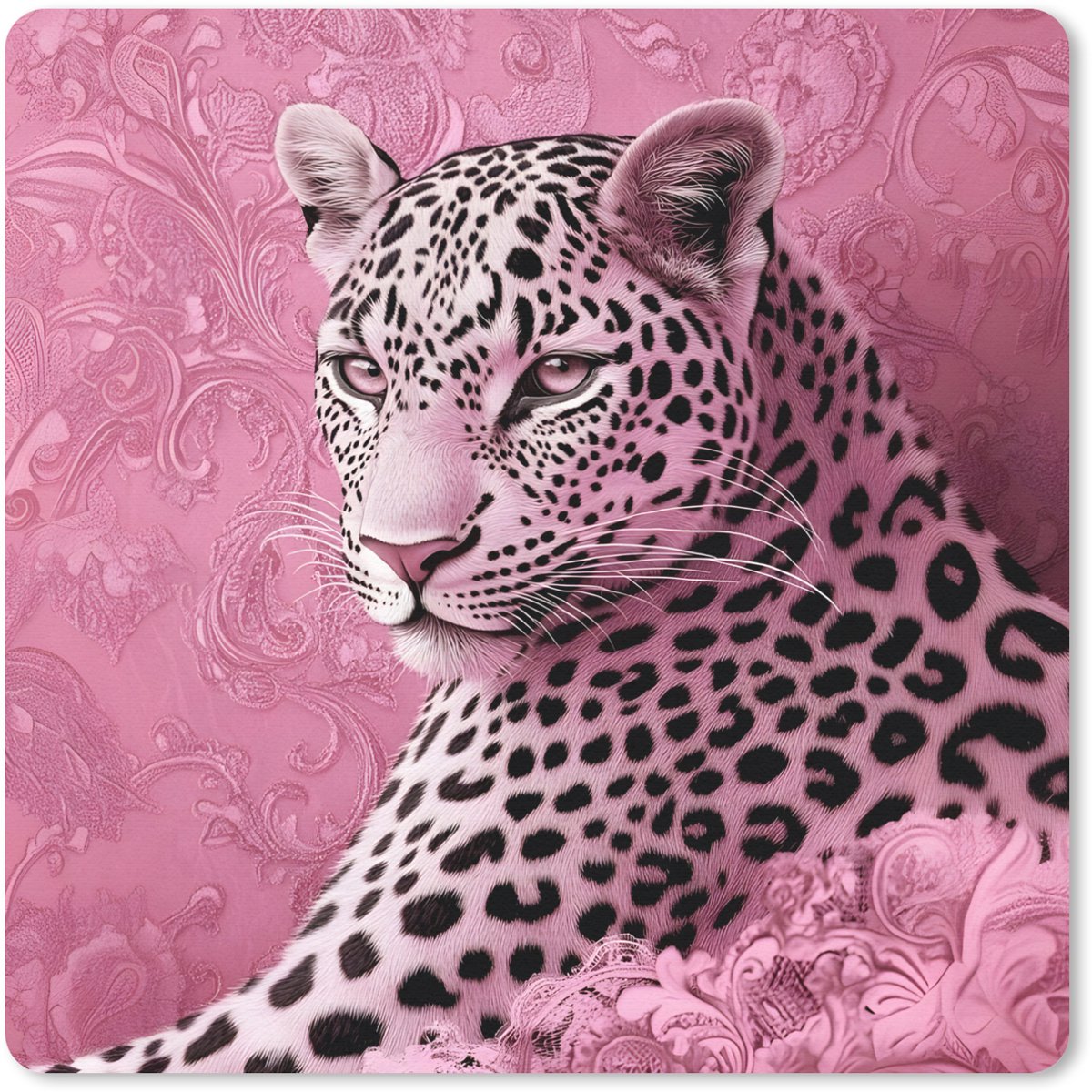 Muismat 30x30 cm - Mousepad Panter - Luxe - Roze - Muismatten