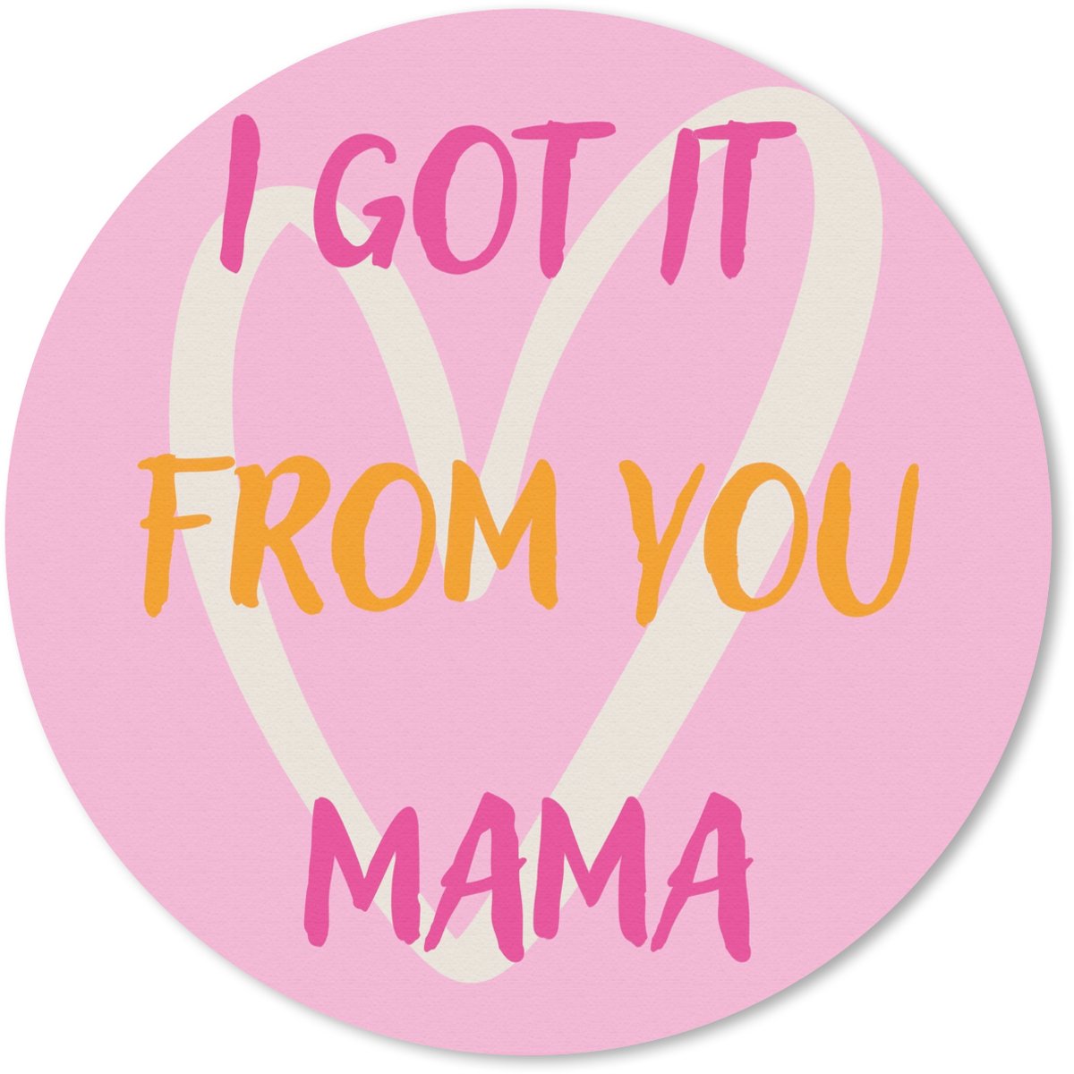 Muismat rond 20x20 cm - Mousepad Mama - Quote - Hart - Roze - Ronde muismatten