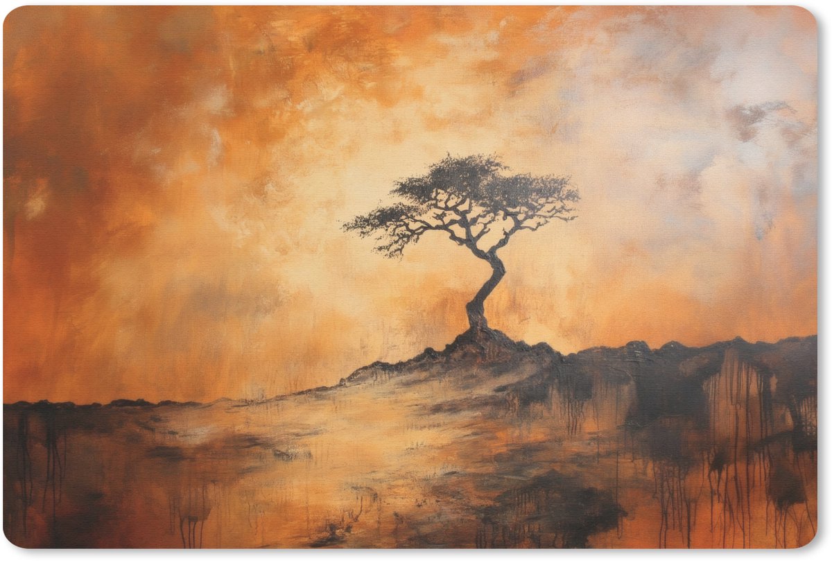 Muismat 27x18 cm - Mousepad Boom - Landschap - Oranje - Muismatten
