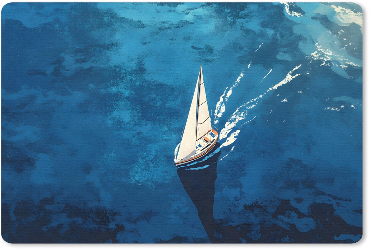Muismat 27x18 cm - Mousepad Zeilboot - Water - Abstract - Schaduw - Muismatten