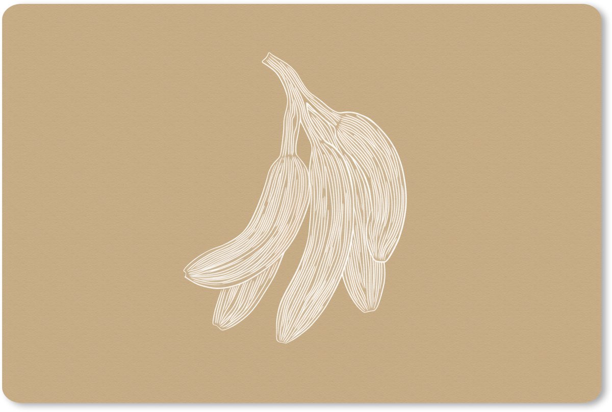 Muismat 27x18 cm - Mousepad Bananen - Beige - Lijntekening - Minimalistisch - Muismatten