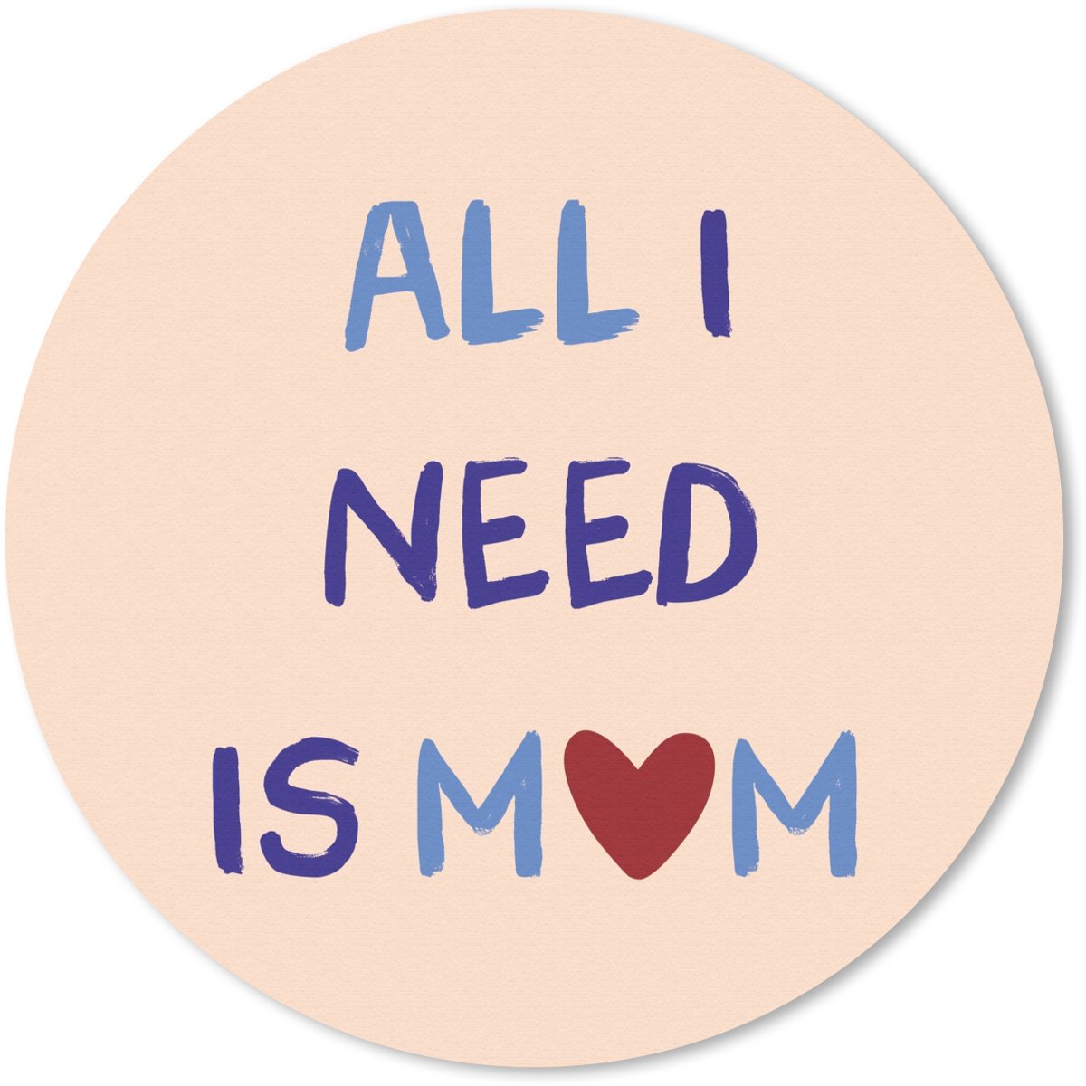 Muismat rond 40x40 cm - Mousepad Moeder - Tekst - Hartje - Rood - Ronde muismatten