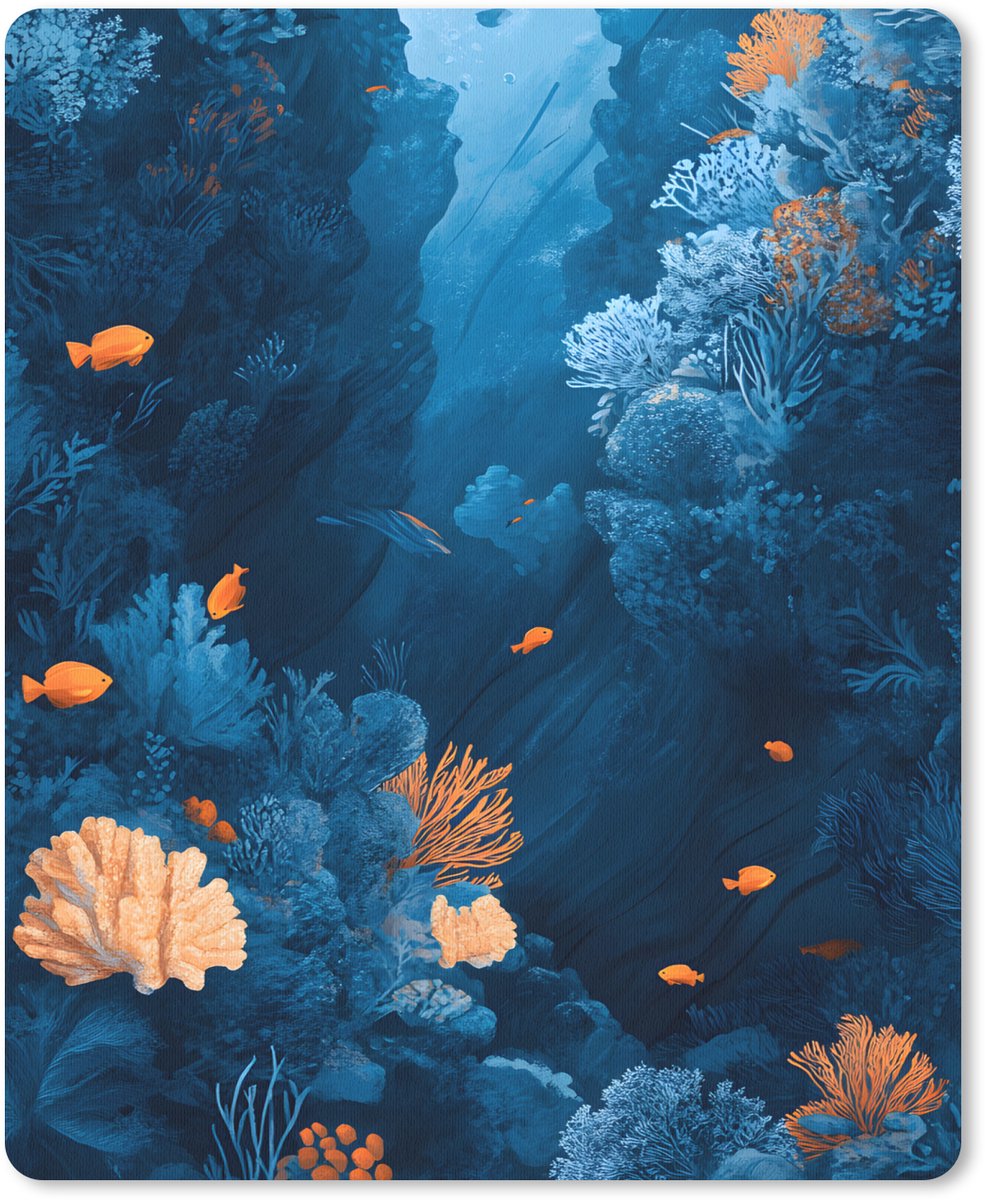 Muismat 19x23 cm - Mousepad Koraalrif - Vissen - Oceaan - Blauw - Muismatten