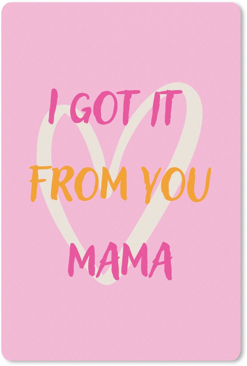 Muismat 18x27 cm - Mousepad Mama - Quote - Hart - Roze - Muismatten