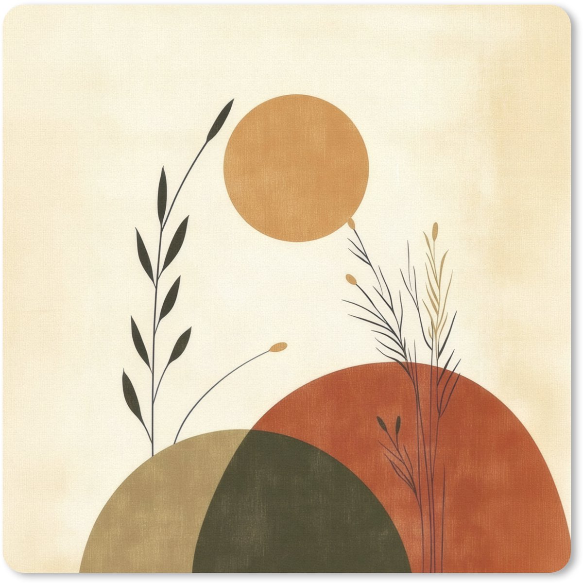 Muismat 20x20 cm - Mousepad Planten - Abstract - Vormen - Muismatten