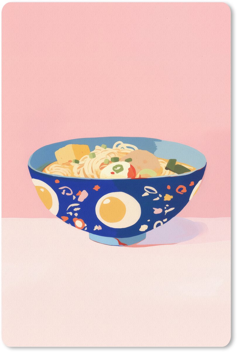 Muismat 18x27 cm - Mousepad Noodles - Kom - Blauw - Illustratie - Muismatten