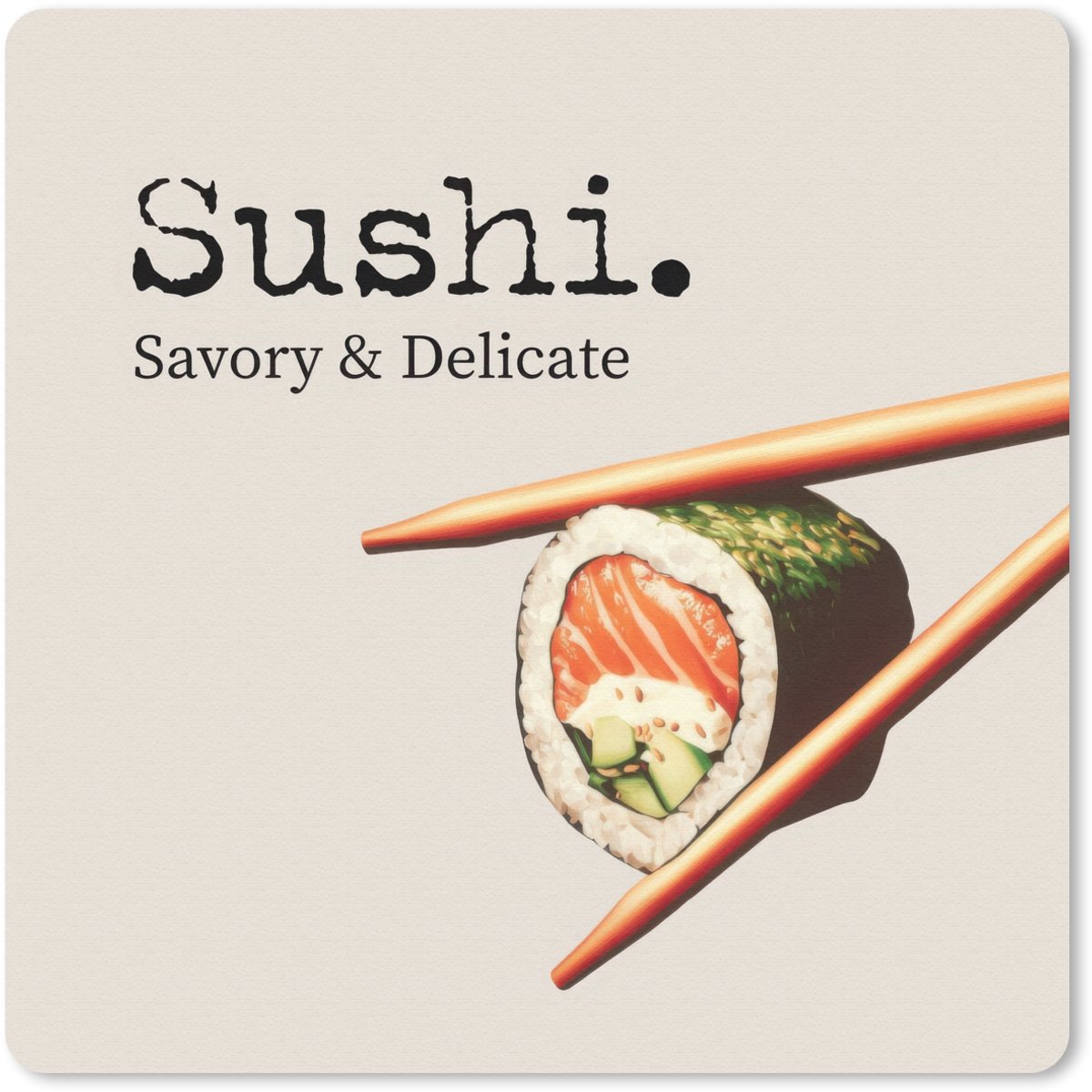 Muismat 20x20 cm - Mousepad Sushi - Zalm - Rijst - Japans - Muismatten