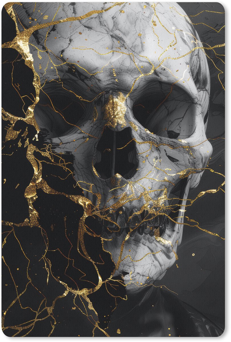 Muismat 18x27 cm - Mousepad Goud - Abstract - Schedel - Eng - Dood - Muismatten