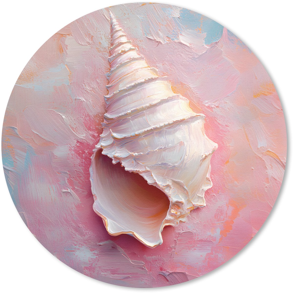 Muismat rond 20x20 cm - Mousepad Schelp - Pastel - Pink - Ronde muismatten