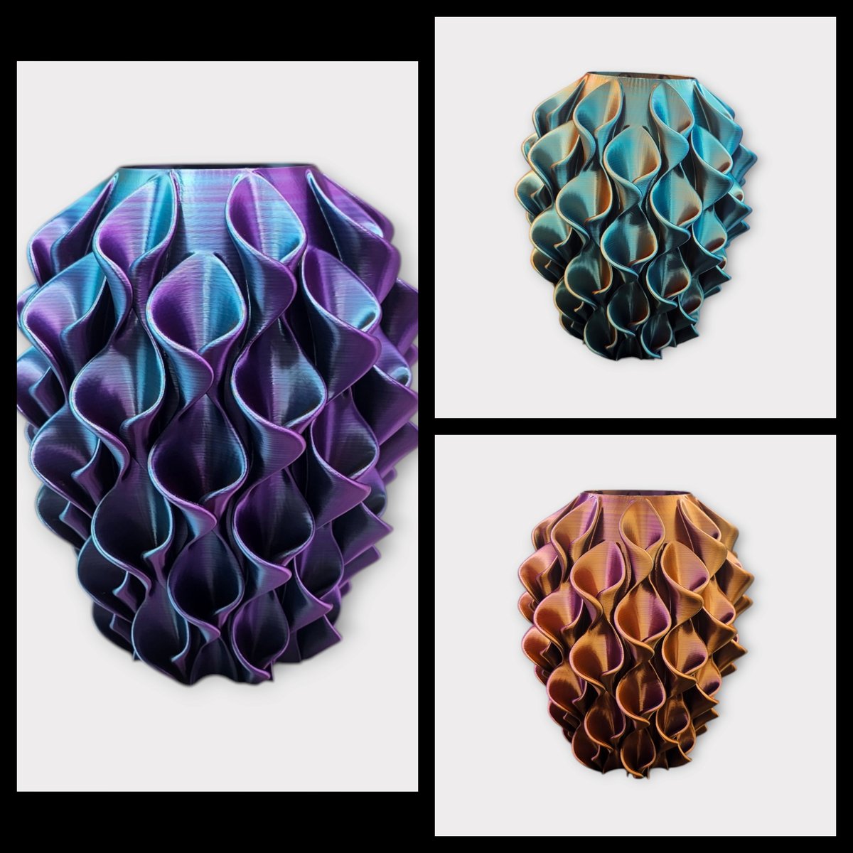 Vaas Florea voor droogbloemen en zijdebloemen goud/blauw/paars handgemaakt trendy unieke vaas voor interieur decoratie 20cm