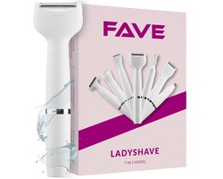 FAVE Ladyshave® 7-in-1 Pro Series - Vrouwen - Bikinilijn Trimmer - Oplaadbaar - Gezicht - Wenkbrauw - Neus - Benen - Schaamhaar - Oksel - Intiem - Gezichtsontharing - Scheerapparaat Dames - Ontharingsapparaten - Elektrisch Scheren - Haar Verwijderen