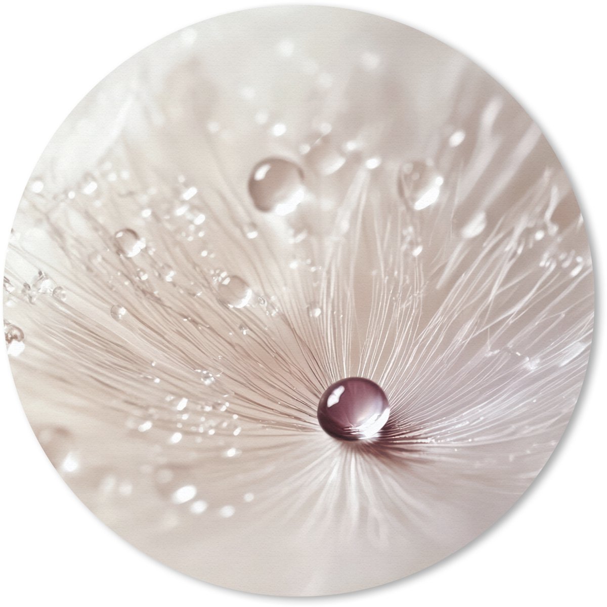 Muismat rond 40x40 cm - Mousepad Bloem - Abstract - Wit - Water - Natuur - Ronde muismatten