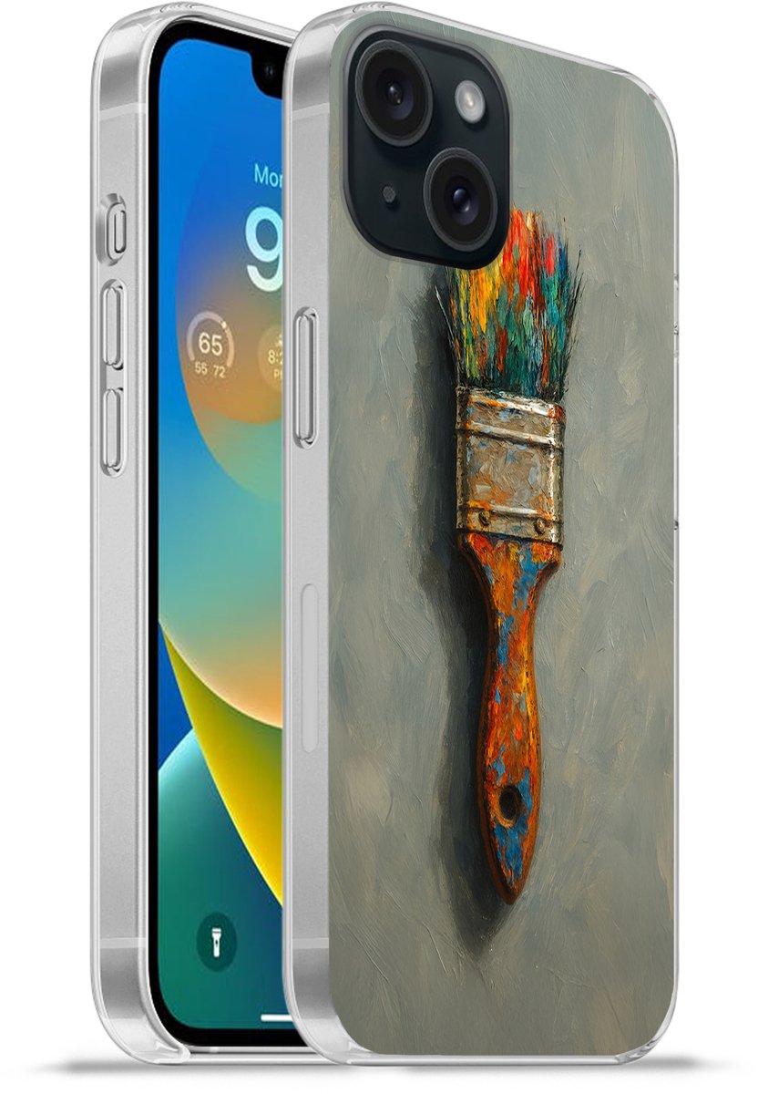 Telefoonhoesje Geschikt voor iPhone 15 hoesje - Verf - Kwast - Schilderij - Siliconen Telefoonhoesje Telefoonhoesje