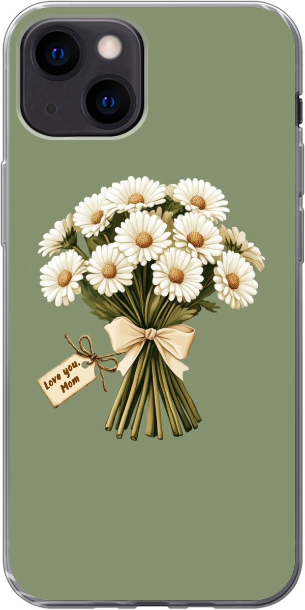 Telefoonhoesje Geschikt voor iPhone 13 mini hoesje - Lint - Boeket - Groen - Quote - Siliconen Telefoonhoesje Telefoonhoesje