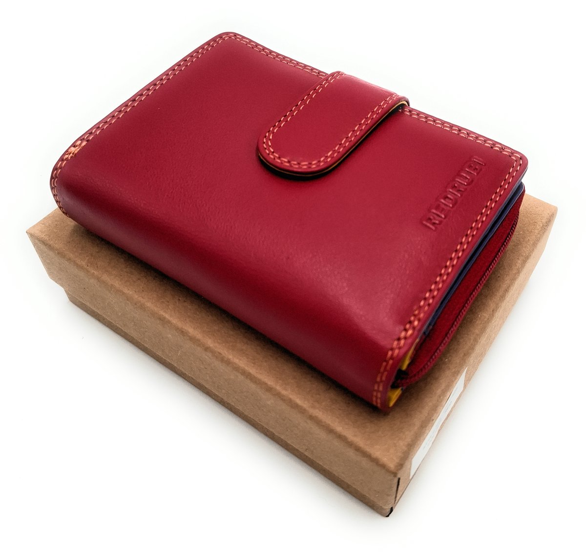 REDRUBI UM/1-425 LUXE DAMES LEREN PORTEMONNEE ROOD MULTICOLOR MET RFID