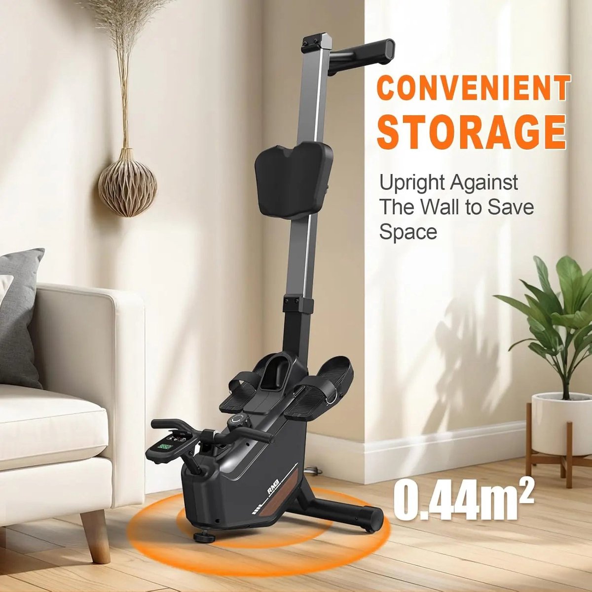 Afbeelding 2 van Roeimachine - Magnetische Roeitrainer - Roeiapparaat - Opvouwbare - met 16 Weerstandsniveaus - Bluetooth Connectie - LCD Display - 300N Weerstand - Max 150kg - Ergonomisch Ontwerp - Stil en Compact - Grijs