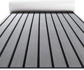 Tapis de pont autocollant en mousse EVA teck pour bateau - Revêtement de Revêtements de sol en teck Bateaux - Revêtement de sol en teck pour yacht - Revêtements de sol de sol en teck - Lavable - 240 x 60 x 0,6 cm - Grijs/Noir